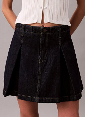 Calvin Klein Jeans Yüksek Bel Mavi Kadın Düz Kısa Etek LV047C717GN8D
