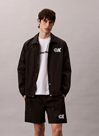 Calvin Klein Jeans Classic Fit Siyah Erkek Şort LV04RC601GUB1 NYLON LOGO DRAWSTRING