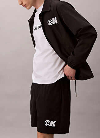 Calvin Klein Jeans Classic Fit Siyah Erkek Şort LV04RC601GUB1 NYLON LOGO DRAWSTRING