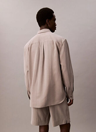 Calvin Klein Normal Gömlek Yaka Gri Erkek Gömlek LV04LC109GPFP_LS DRAPEY RELAXED SHI
