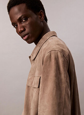 Calvin Klein Normal Gri Erkek Ceket LV04LC425GPDK_LS SUEDE SHIRT JACKET