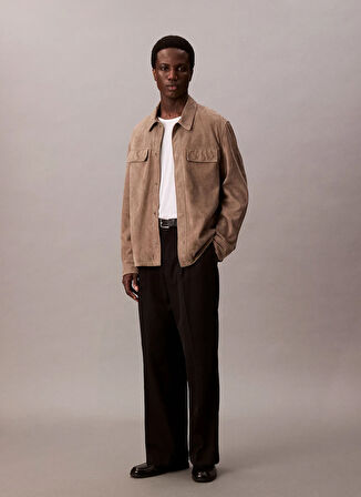 Calvin Klein Normal Gri Erkek Ceket LV04LC425GPDK_LS SUEDE SHIRT JACKET