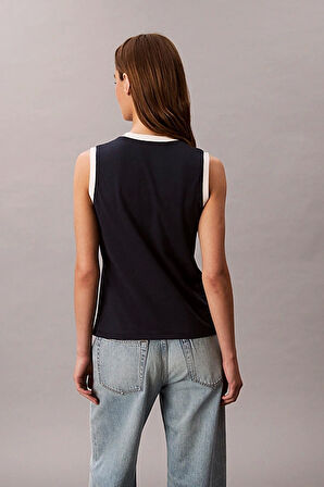 Calvin Klein Jeans Kadın CK Logolu Kolsuz Mavi T-shirt LV047C852G-CEF