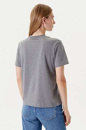 Kadın Monogram Logolu T-Shirt - Gri | S