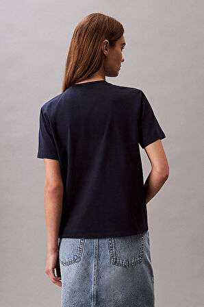 Kadın Regular Fit Monogram Logolu T-Shirt - Lacivert | M