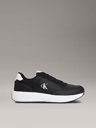 CALVIN KLEIN Erkek Marka Logolu Kalın Tabanlı Elastık Bağcıklı Günlük Kullanıma Uygun Siyah-Beyaz Sneaker YM0YM01370 0GM