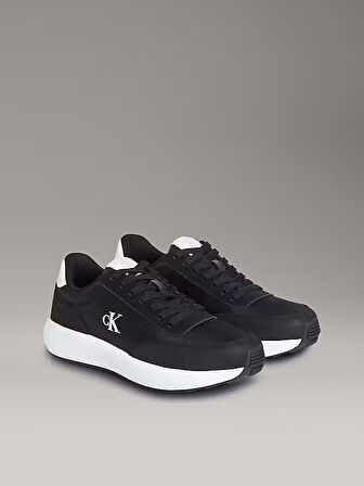 CALVIN KLEIN Erkek Marka Logolu Kalın Tabanlı Elastık Bağcıklı Günlük Kullanıma Uygun Siyah-Beyaz Sneaker YM0YM01370 0GM