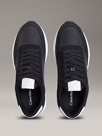 CALVIN KLEIN Erkek Marka Logolu Kalın Tabanlı Elastık Bağcıklı Günlük Kullanıma Uygun Siyah-Beyaz Sneaker YM0YM01370 0GM