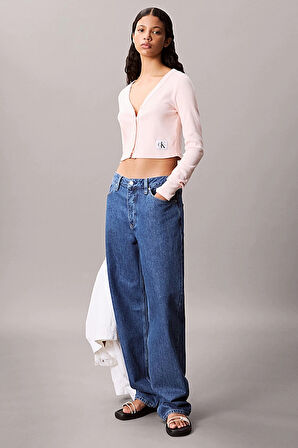 Kadın Uzun Kollu Fitilli Cropped Triko Üst - Pembe | L