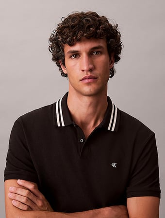 CALVIN KLEIN Erkek Marka Logolu Organik Pamuklu Polo Yakalı Kısa  Kollu Günlük Kullanıma Uygun Şık Görünümlü SİYAH Polo Yaka T-Shirt LV04RC276G UB1
