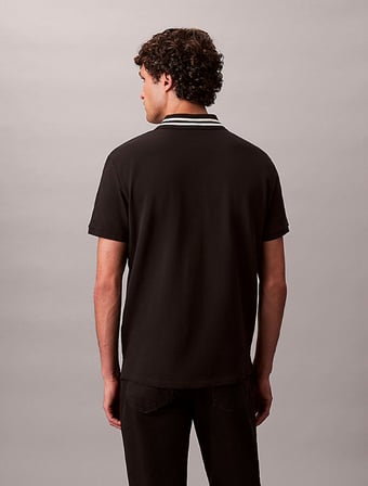 CALVIN KLEIN Erkek Marka Logolu Organik Pamuklu Polo Yakalı Kısa  Kollu Günlük Kullanıma Uygun Şık Görünümlü SİYAH Polo Yaka T-Shirt LV04RC276G UB1