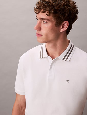 CALVIN KLEIN Erkek Marka Logolu Organik Pamuklu Polo Yakalı Kısa  Kollu Günlük Kullanıma Uygun Şık Görünümlü Beyaz Polo Yaka T-Shirt LV04RC276G YAD