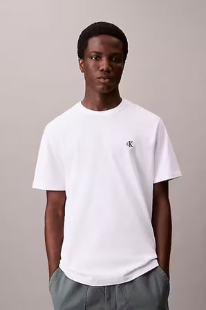 Erkek Regular Fit Monogram Nakışlı Pamuklu T-Shirt - Beyaz | S