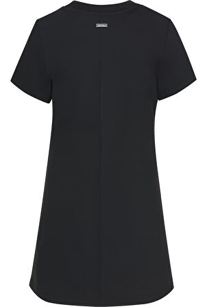 CALVIN KLEIN Kadın Marka Etiketli Bisiklet Yaka Ve Kısa Kollu Şık Görünüşlü Günlük Kullanıma Uygun Siyah Elbise LV047C241G UB1