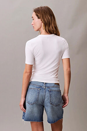 Calvin Klein Jeans Kadın Modal Fitilli Beyaz T-shirt LV044C901G-YAA