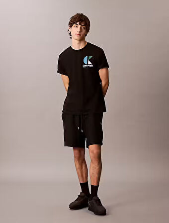 CALVIN KLEIN Erkek Marka Logolu Organik Pamuklu Günlük Kullanıma Uygun Siyah T-Shirt LV04RC827G UB1