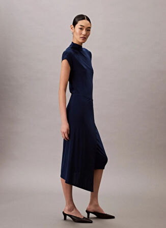 Calvin Klein Gömlek Yaka Düz Mavi Kısa Kadın Elbise LV044C237GVU5