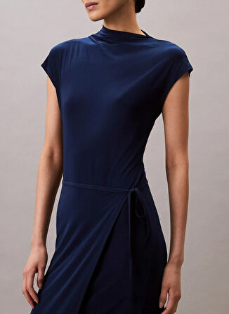 Calvin Klein Gömlek Yaka Düz Mavi Kısa Kadın Elbise LV044C237GVU5