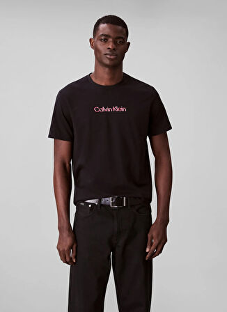 Calvin Klein Jeans Bisiklet Yaka Baskılı Siyah Erkek T-Shirt LV04RC858GUB1 SS GLITCHED LOGO EU C