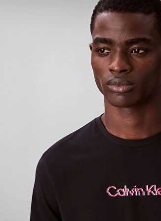 Calvin Klein Jeans Bisiklet Yaka Baskılı Siyah Erkek T-Shirt LV04RC858GUB1 SS GLITCHED LOGO EU C