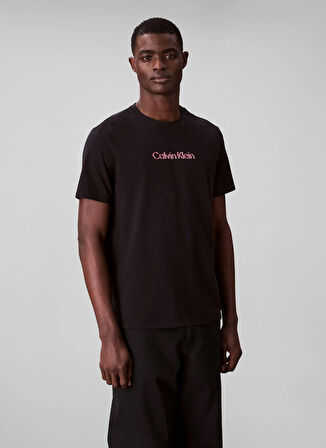 Calvin Klein Jeans Bisiklet Yaka Baskılı Siyah Erkek T-Shirt LV04RC858GUB1 SS GLITCHED LOGO EU C