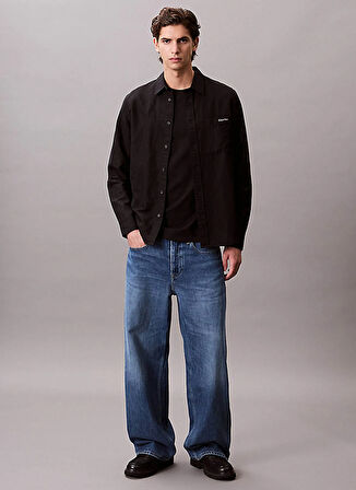 Calvin Klein Jeans Bisiklet Yaka Baskılı Siyah Erkek T-Shirt LV04RC857GUB1 SS CENTER MONOGRAM EU