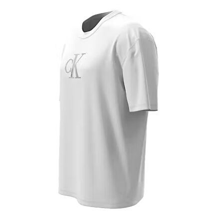 CALVIN KLEIN Erkek Marka Logolu Organik Pamuklu Günlük Kullanıma Uygun Beyaz T-Shirt LV04RC857G YAA