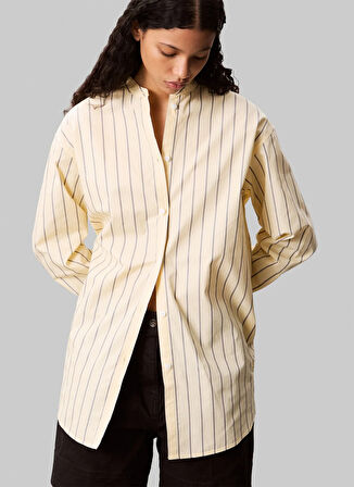 Calvin Klein Jeans Standart Çizgili Sarı Kadın Gömlek LV044C134GVND