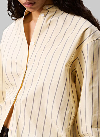 Calvin Klein Jeans Standart Çizgili Sarı Kadın Gömlek LV044C134GVND