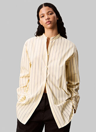 Calvin Klein Jeans Standart Çizgili Sarı Kadın Gömlek LV044C134GVND