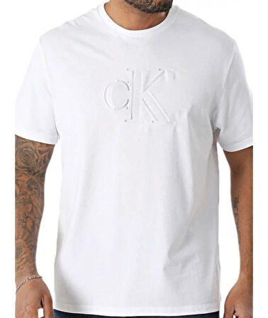 Calvin Klein Jeans SS 20s CK DEBOSS MONO GRAPHIC TE Erkek Beyaz T-shirt LV04RC824G-YAA