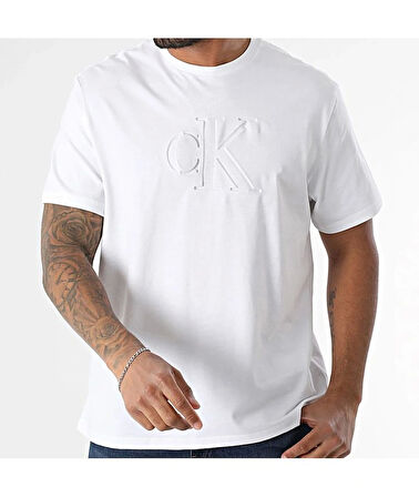 Calvin Klein Jeans SS 20s CK DEBOSS MONO GRAPHIC TE Erkek Beyaz T-shirt LV04RC824G-YAA