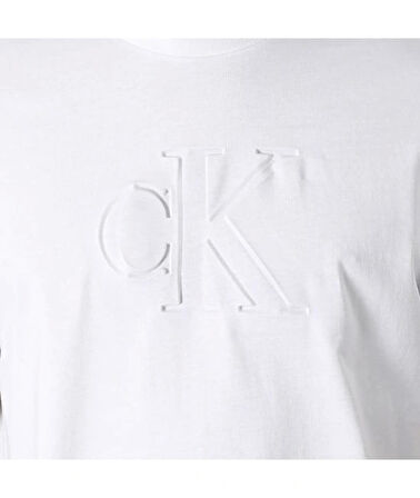 Calvin Klein Jeans SS 20s CK DEBOSS MONO GRAPHIC TE Erkek Beyaz T-shirt LV04RC824G-YAA