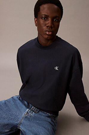 Erkek Regular Fit Bisiklet Yaka Nakış Logolu Sweatshirt - Lacivert | M