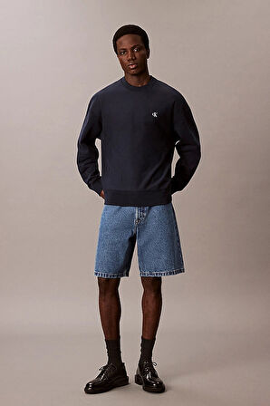 Erkek Regular Fit Bisiklet Yaka Nakış Logolu Sweatshirt - Lacivert | L