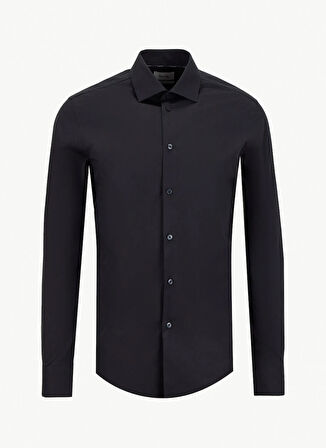 Calvin Klein Normal Gömlek Yaka Siyah Erkek Gömlek LV019EU001XNT_REG ESNTL POPLIN STR