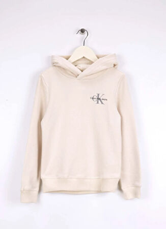 Calvin Klein Baskılı Kız Çocuk Ekru Sweatshırt IU0IU00266PGB