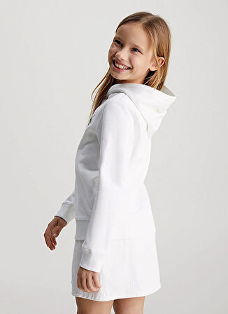 Calvin Klein Baskılı Erkek Çocuk Beyaz Sweatshırt IU0IU00679YAF
