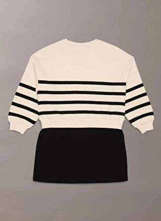 Calvin Klein Çizgili Ekru Kız Çocuk Kısa Elbise IG0IG029630K4