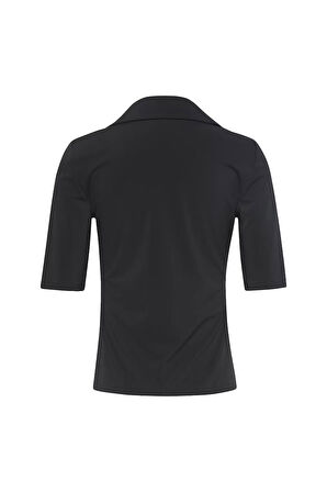 Kadın HS Crepe Jersey Polo T-Shirt - Siyah | S