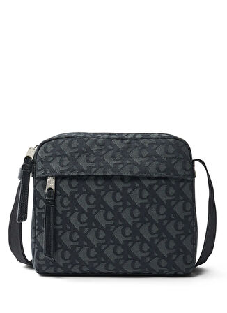 Calvin Klein Siyah Erkek Postacı Çantası SLOUCHED MONOGRAM MINI ZIP FLIGH