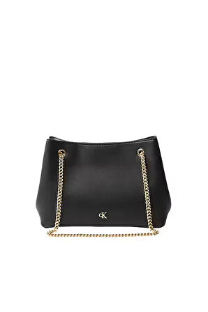 Kadın Minimal Monogram Omuz Çantası - Siyah | 39