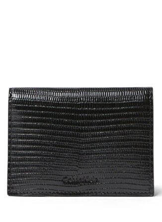 Calvin Klein Siyah Erkek Kartlık LIZARD EMBOSSED CARD CASE W/ FLA