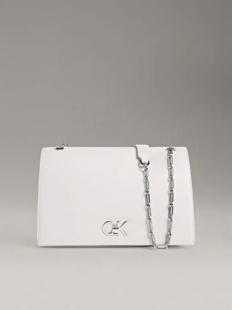 Calvin Klein CK RE-LOCK MEDIUM CHAIN Kadın Beyaz Çanta LV04F3104G-FUP