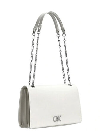 Calvin Klein CK RE-LOCK MEDIUM CHAIN Kadın Beyaz Çanta LV04F3104G-FUP