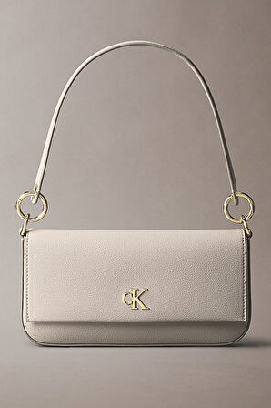 Kadın Minimalist Monogramlı Omuz Çantası - Krem | XS