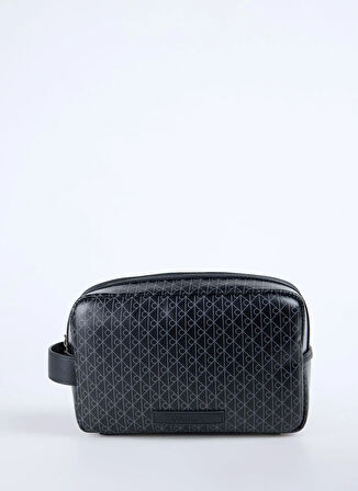 Calvin Klein Siyah Traş Çantası EMBLEM AOP COATED DOPP KIT