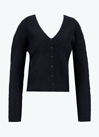 Calvin Klein V Yaka Standart Düz Siyah Kadın Kazak LV044D344GUB1