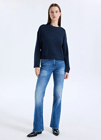 Calvin Klein Jeans Dik Yaka Standart Düz Mavi Kazak Kadın LV047D304GCEF