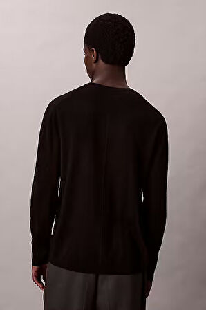 Erkek Regular Fit Merinos Yünü Triko Kazak - Siyah | XS